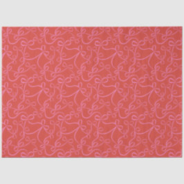 Papel De Seda Pink Ribbon Bows on Red Modern Holiday