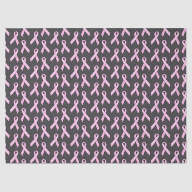 Papel De Seda Pink Ribbon on Black - Breast Cancer Awareness (Anverso)