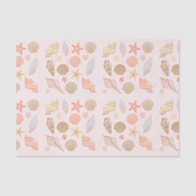 Papel De Seda Pink Seashells Pattern (Anverso)