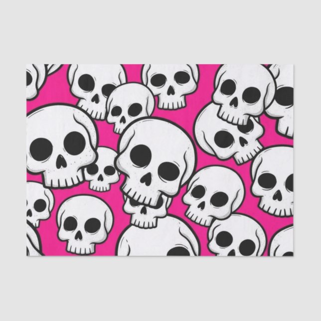 Papel De Seda Pink Skull Pattern Tissue Paper (Anverso)