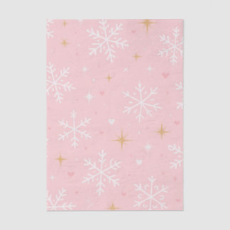 Papel De Seda Pink Snowflake & Gold Sparkle Christmas 