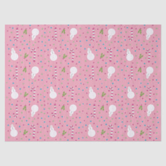 Papel De Seda Pink Snowman Wrapping Paper