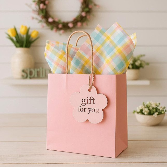 Papel De Seda Pink Spring Plaid  (the gift bags features a delightful pastel plaid tissue paper, perfect for spring to your gift bag)