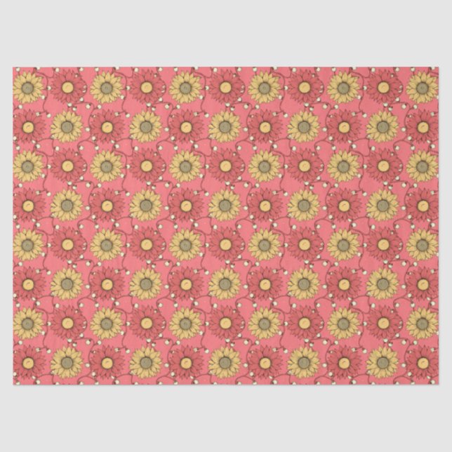 Papel De Seda Pink Sunflowers Christmas (Anverso)