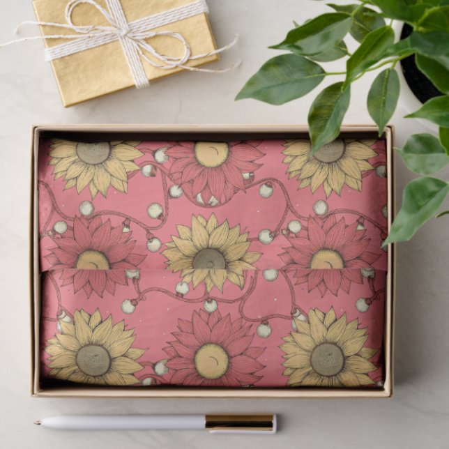 Papel De Seda Pink Sunflowers Christmas (Regalo )