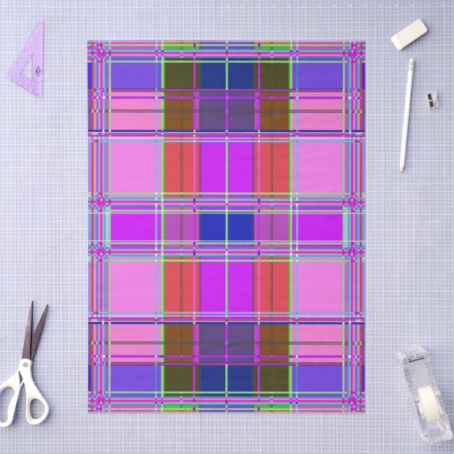 Papel De Seda Pink tartan Fabric Pattern Cloth Madras (Artesanía)