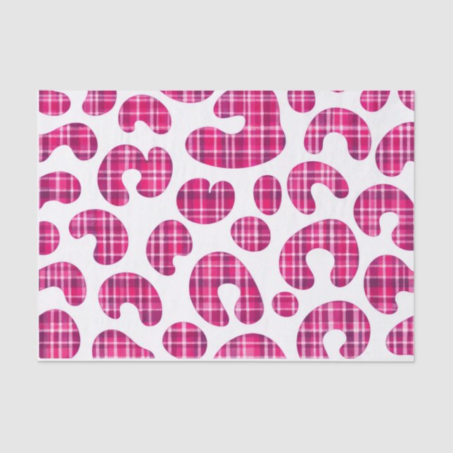 Papel De Seda Pink Tartan Leopard Print Scottish Tissue Paper (Anverso)