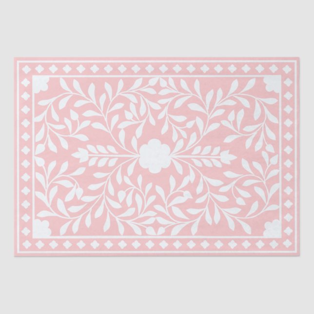 Papel De Seda Pink Traditional Bone Inlay Decoupage Paper (Anverso)