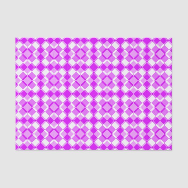 Papel De Seda Pink White Checker Argyle Pattern (Anverso)