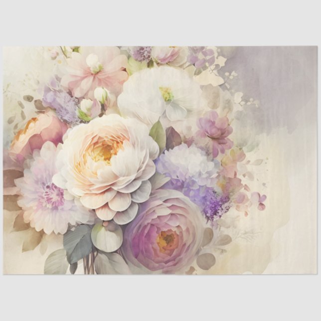 Papel De Seda Pink White Purple Peonies Wedding Shower (Anverso)