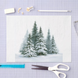 Papel De Seda Pinos de Invierno