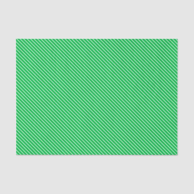 Papel De Seda Pinstripes diagonales - verde esmeralda y blanco (Anverso)