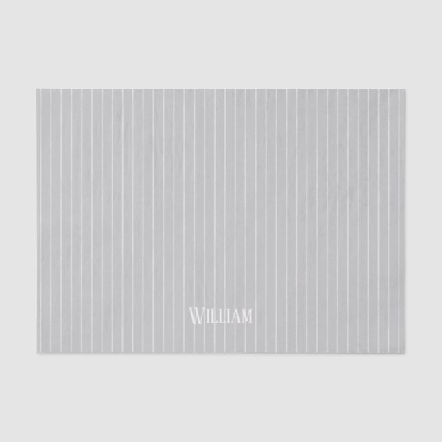 Papel De Seda Pinstripes gris claro personalizado (Anverso)