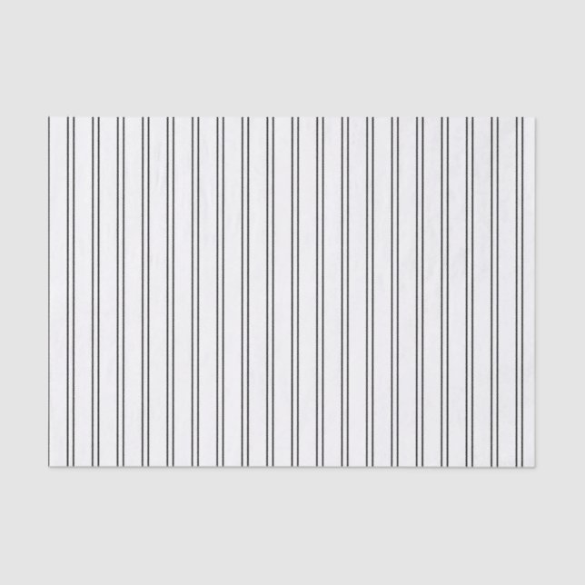 Papel De Seda Pinstripes horizontales en blanco y negro (Anverso)