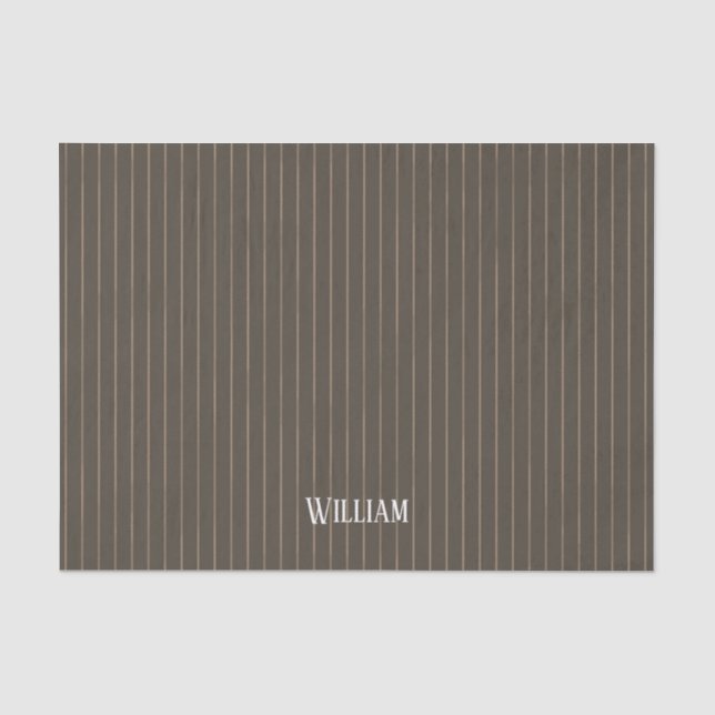 Papel De Seda Pinstripes retro castaño personalizado (Anverso)