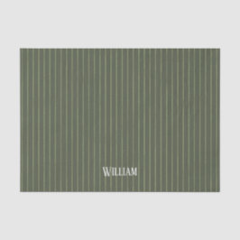 Papel De Seda Pinstripes verdes de oliva