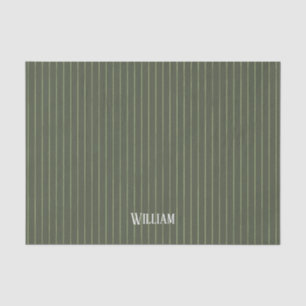 Papel De Seda Pinstripes verdes de oliva