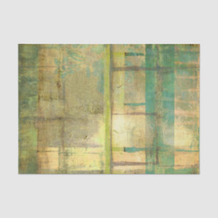 Papel De Seda Pintado abstracto dorado turquesa y verde