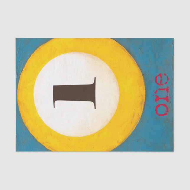 Papel De Seda Pintado de cierre de la bola de billar número uno (Anverso)