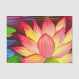 Papel De Seda Pintado de color rosa floral Lotus