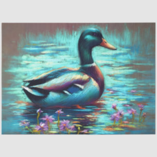 Papel De Seda Pintado de dibujos de un pato mallard