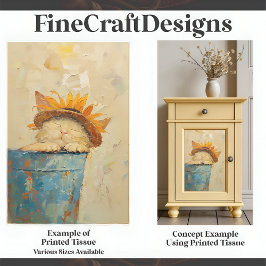 Papel De Seda Pintado de estilo Aceite de Gato de Girasol Nap C3