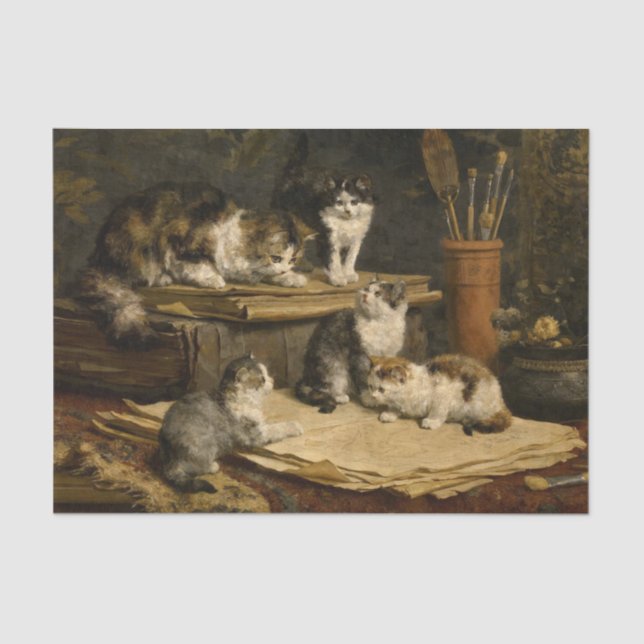 Papel De Seda Pintado de gatitos por Carl Reichert (Anverso)