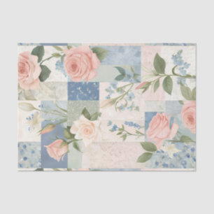 Papel De Seda Pintado Floral Delicado Y Suave De Color Rosa Y Az