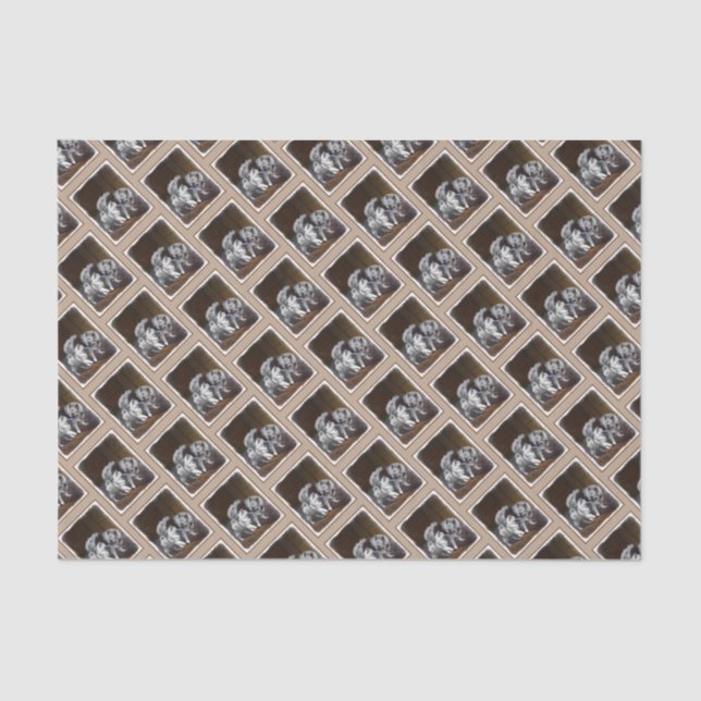 Papel De Seda Pintado Keeshond Playtime - Arte Perro Original. (Anverso)