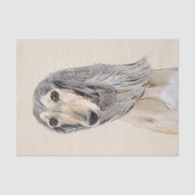 Papel De Seda Pintado Saluki (Amanecer) - Arte Perro Original Cu (Anverso)