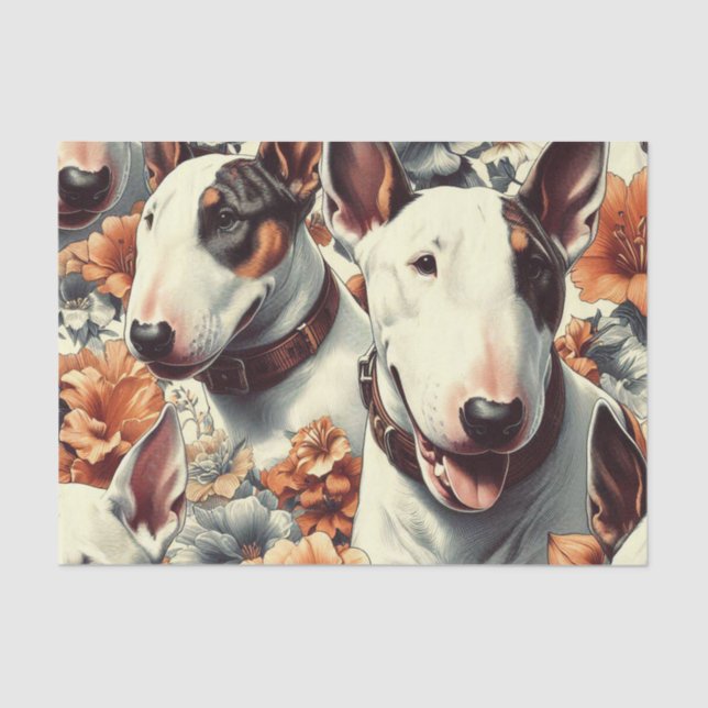 Papel De Seda Pintado sin problemas Retro Bull Terrier (Anverso)
