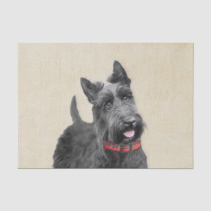 Papel De Seda Pintado Terrier Escocés - Arte Perro Original