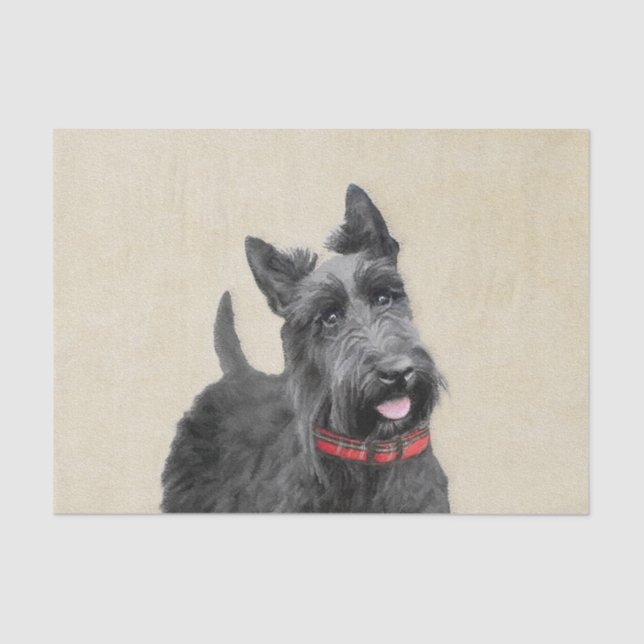 Papel De Seda Pintado Terrier Escocés - Arte Perro Original (Anverso)
