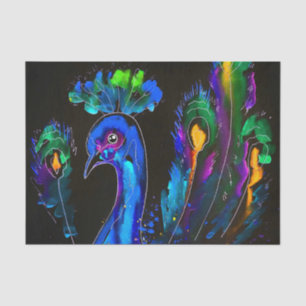Papel De Seda Pintado Whimsical Peacock