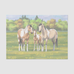 Papel De Seda Pintar Caballos De Cuello Rojo Pinto En Pasto De V