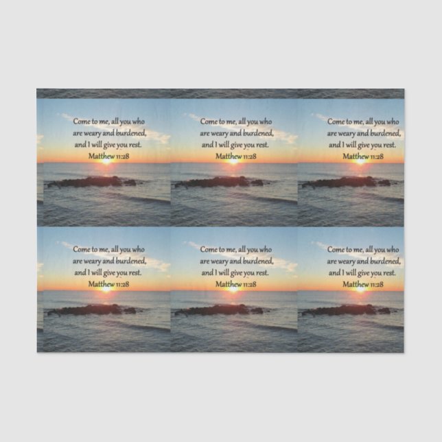 PAPEL DE SEDA PINTORESCA MATTHEW 11"28 SCRIPTURE VERSE (Anverso)