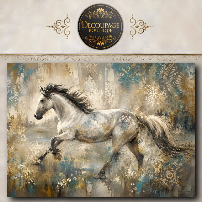 Papel De Seda Pintura abstracta de caballo blanco (Abstract White Horse Painting Tissue Paper)
