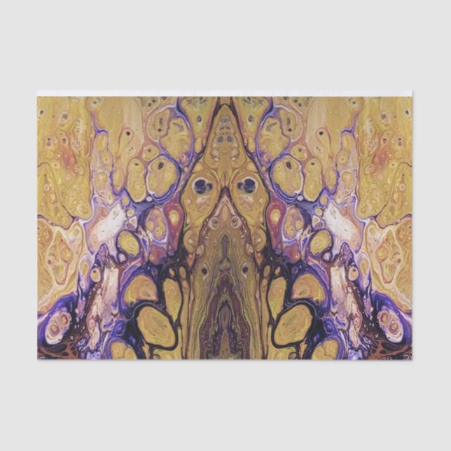 Papel De Seda Pintura abstracta púrpura y dorada (Anverso)