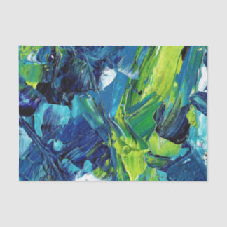 Papel De Seda Pintura acrílica abstracta en azul
