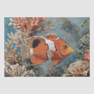 Papel De Seda Pintura acrílica de peces y coral