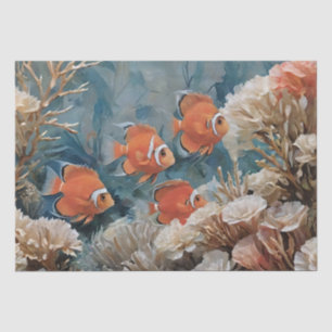 Papel De Seda Pintura acrílica de peces y coral