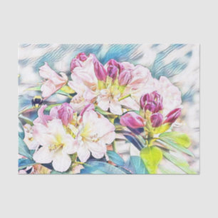 Papel De Seda Pintura acuarela de azalea blanca rosa