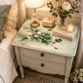 Papel De Seda Pintura al óleo azul cerúleo Decoupage rama de ros