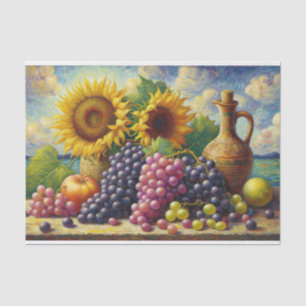 Papel De Seda Pintura al óleo de uvas y girasoles Decoupage