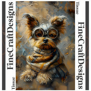 Papel De Seda Pintura al óleo de Yorkie Steampunk Decoupage Dere