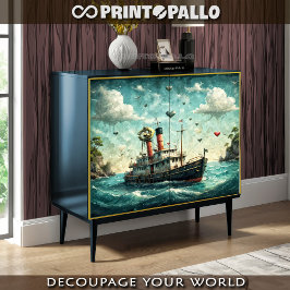 Papel De Seda Pintura al óleo del barco loco del amor