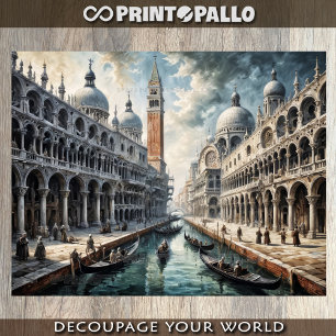 Papel De Seda Pintura al óleo del Gran Canal de Venecia con San