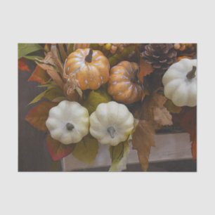 Papel De Seda Pintura al óleo naranja blanca de otoño de calabaz