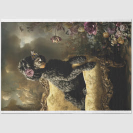 Papel De Seda Pintura al óleo vintage de caniche negro Rococó Bu