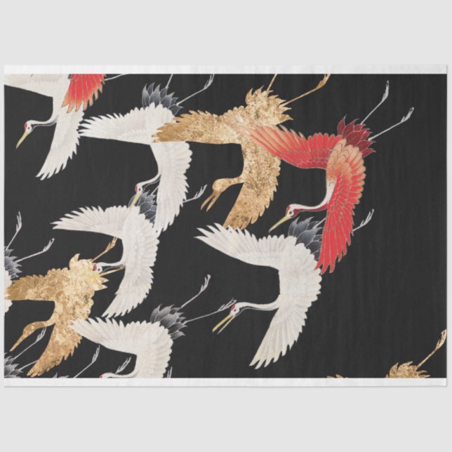 Papel De Seda Pintura antigua de aves japonesas (Anverso)